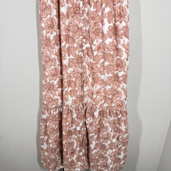 Abercrombie & Fitch Floral Button Slit Maxi Dress Linen Blend V Neck Medium - Picture 6 of 8